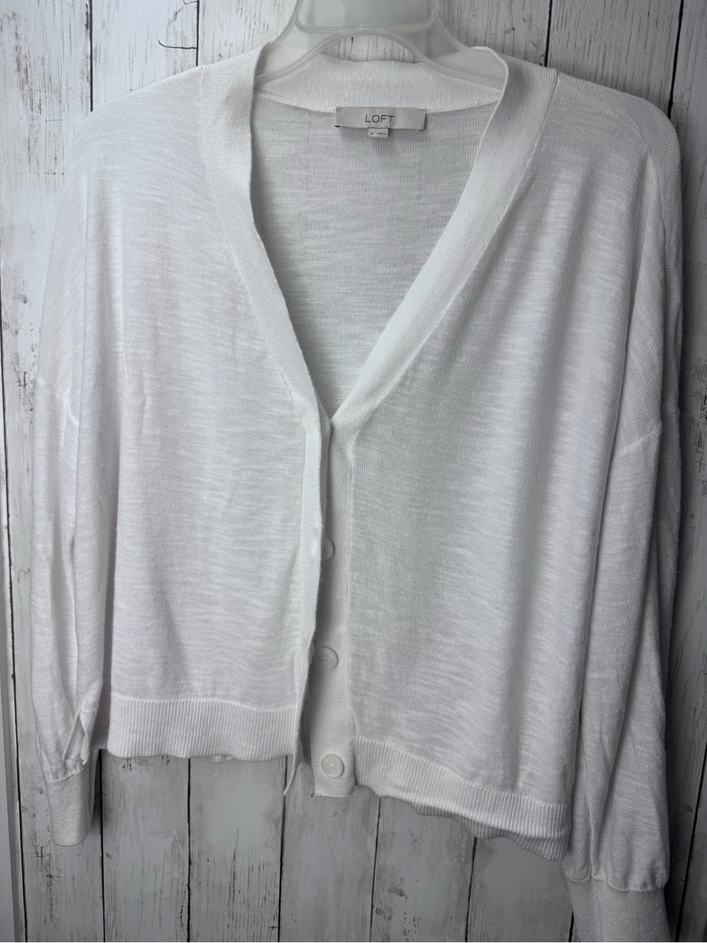 LOFT White Lightweight V-Neck Button-Front Cardigan size XL